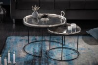 Beistelltisch 2er Set mit Tabletts Metall in Silber Schwarz