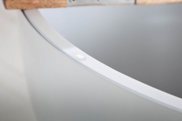 Table coffre ronde Ø 61 cm Mango bois métal travail manuel