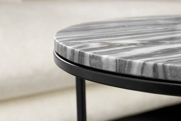 Set de 2 tables dappoint en marbre métal gris noir