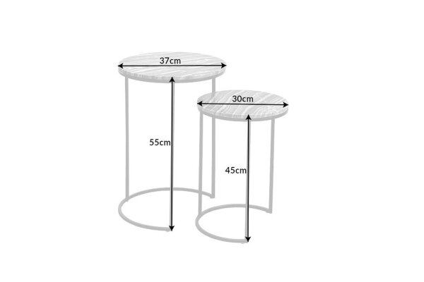 Set de 2 tables dappoint en marbre métal gris noir