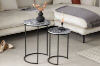 Set de 2 tables dappoint en marbre métal gris noir