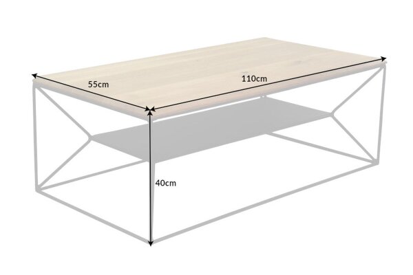Table basse bois (chêne) métal 110 x 55 cm