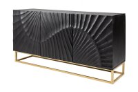 Buffet noir or 140 x 75 cm bois m&eacute;tal fait main