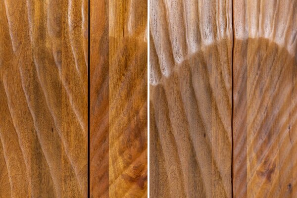 Buffet 140 cm de large bois de mangue fer à la main motif 3D