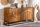 Buffet 140 cm de large bois de mangue fer à la main motif 3D