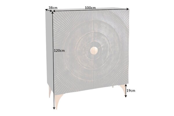 Dekoratives Highboard Schwarz Gold H: 120 cm Handarbeit