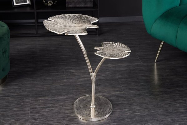 Table dappoint en métal argenté 50x32 cm fait main