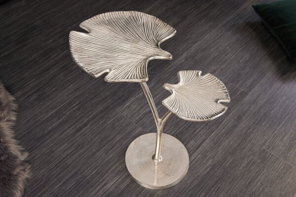 Table dappoint en métal argenté 50x32 cm fait main
