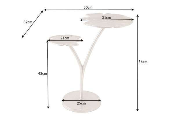 Table dappoint en métal argenté 50x32 cm fait main