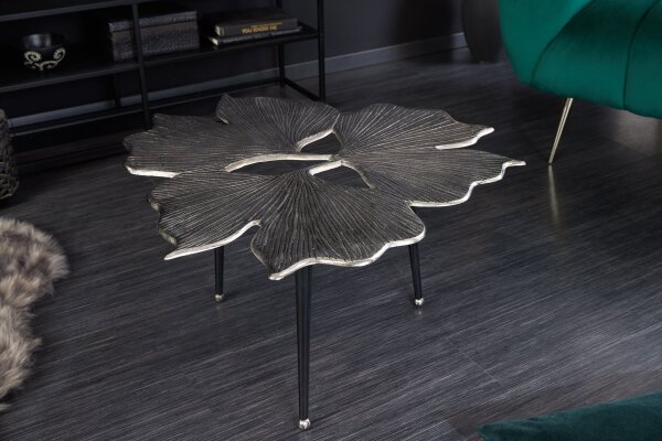 Couchtisch Metall in Silber Antik Schwarz Handarbeit