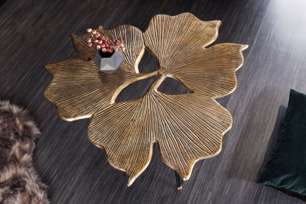 Couchtisch Metall in Gold Schwarz 75x73 cm Handarbeit