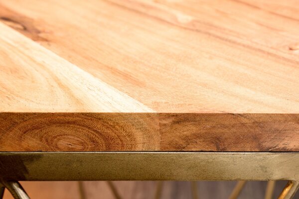Table basse en bois dacacia métal naturel laiton 50x50 cm