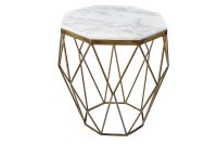 Table basse marbre métal en laiton blanc 50 x 50 cm