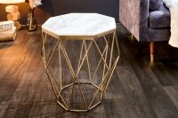 Table basse marbre métal en laiton blanc 50 x 50 cm