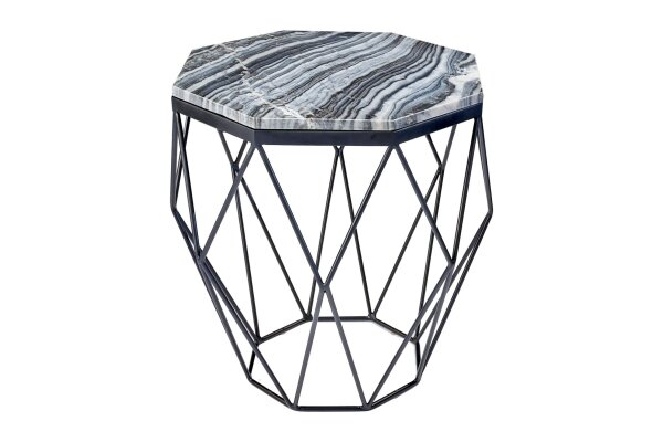 Table basse en marbre métal 50 x 50 cm en gris noir
