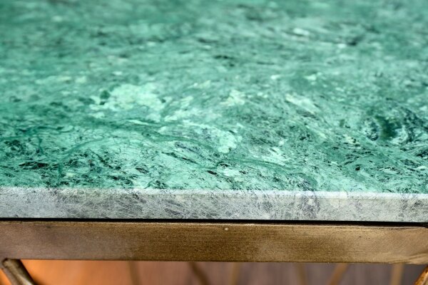 Table basse marbre métal en laiton vert 50 x 50 cm