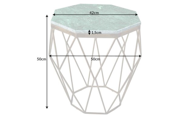 Table basse marbre métal en laiton vert 50 x 50 cm