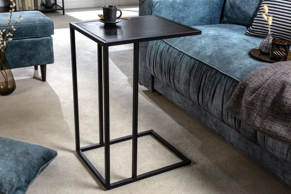 Beistelltisch in Schwarz 43 x 35 cm C-Form Metall MDF