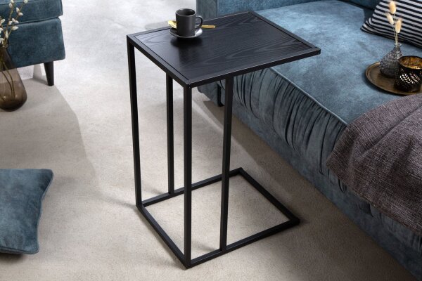 Beistelltisch in Schwarz 43 x 35 cm C-Form Metall MDF