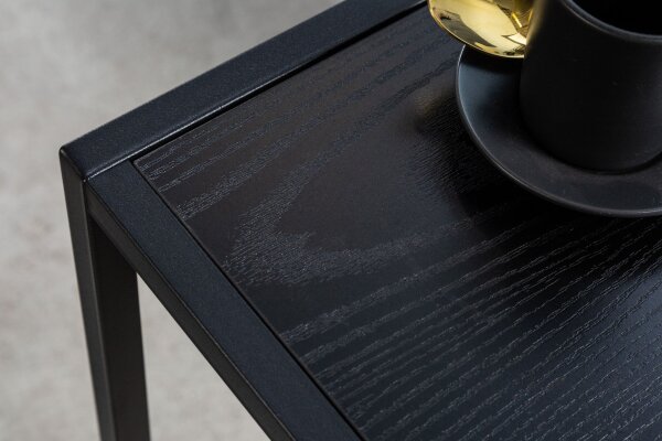 Beistelltisch in Schwarz 43 x 35 cm C-Form Metall MDF
