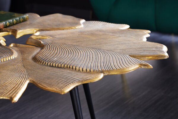 Table basse en métal doré noir 94x92 cm artisanale