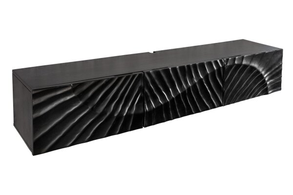 Meuble TV suspendu noir 160 cm bois de manguier fait main