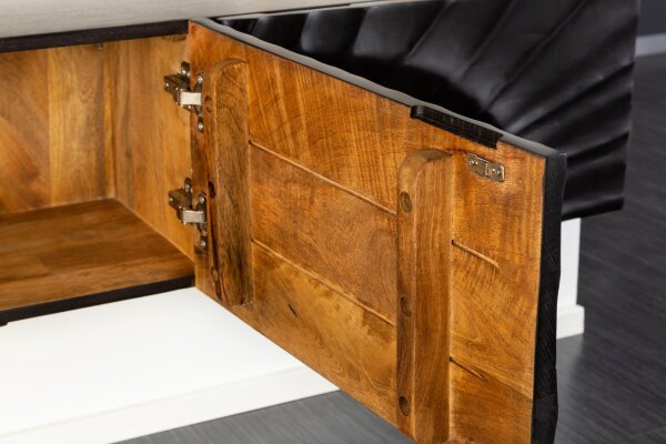 Meuble TV suspendu noir 160 cm bois de manguier fait main