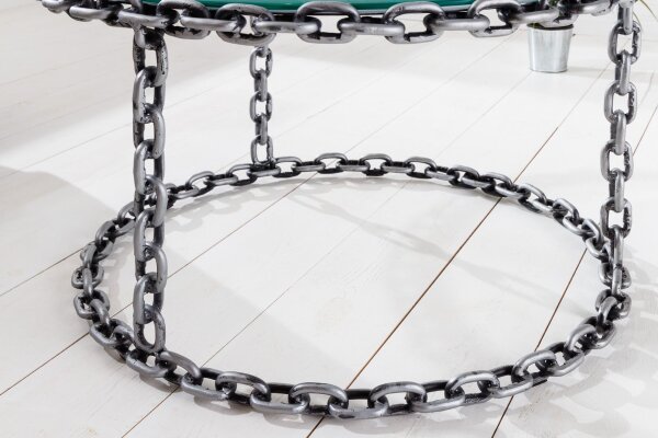 Couchtisch Hartglas Eisen in Silber 65x65 cm Handarbeit