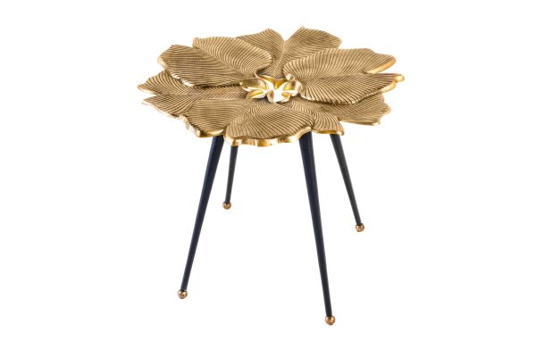 Table basse en métal doré noir 56x58 cm artisanale