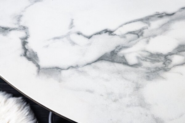 Table de salle à manger céramique métal blanc noir 120x120 cm
