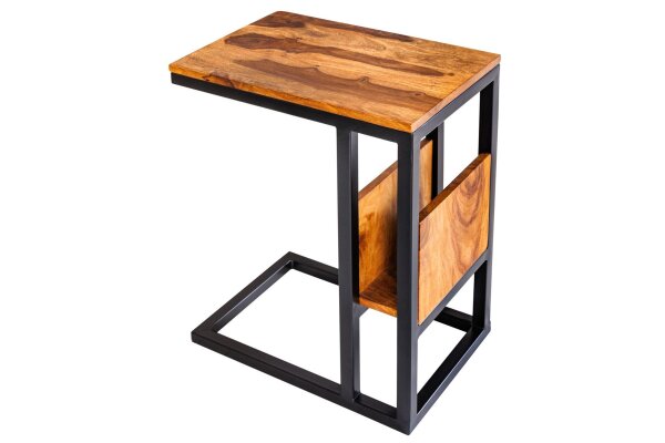Table dappoint bois de sheesham métal 45 x 30 cm