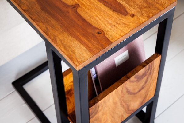 Table dappoint bois de sheesham métal 45 x 30 cm