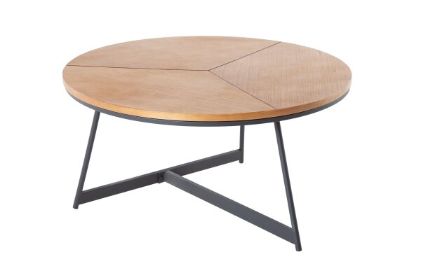 Table basse bois (chêne) métal ronde Ø 80 cm
