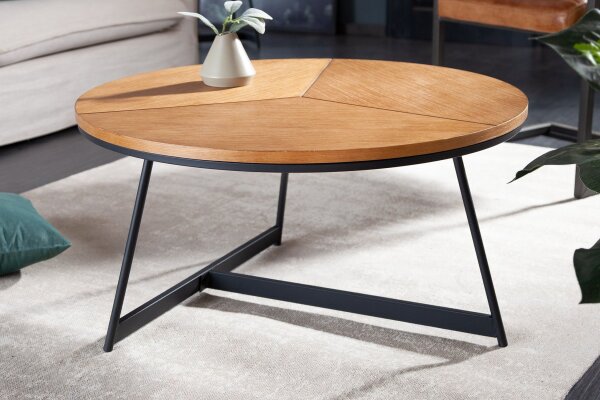 Table basse bois (chêne) métal ronde Ø 80 cm
