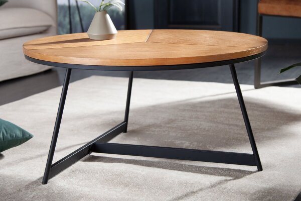 Table basse bois (chêne) métal ronde Ø 80 cm