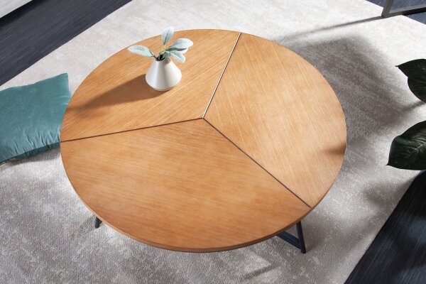Table basse bois (chêne) métal ronde Ø 80 cm