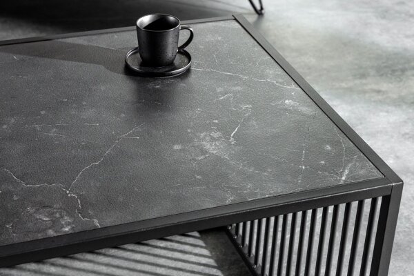 Couchtisch Glas MDF Metall in Schwarz 100 x 50 cm Modern