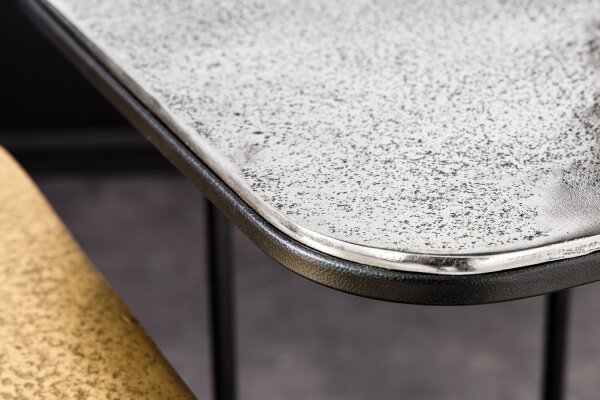 Couchtisch 2er Set Metall in Schwarz Gold Silber Handarbeit
