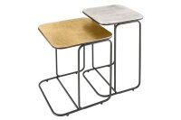 Couchtisch 2er Set Metall in Schwarz Gold Silber Handarbeit