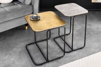 Couchtisch 2er Set Metall in Schwarz Gold Silber Handarbeit