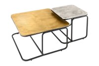 Couchtisch 2er Set Metall quadratisch Schwarz Gold Silber