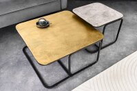 Couchtisch 2er Set Metall quadratisch Schwarz Gold Silber