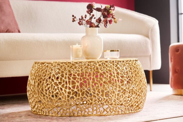 Couchtisch Metall in Gold 73 x 73 cm Handarbeit