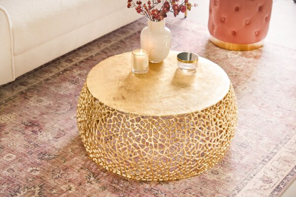 Couchtisch Metall in Gold 73 x 73 cm Handarbeit