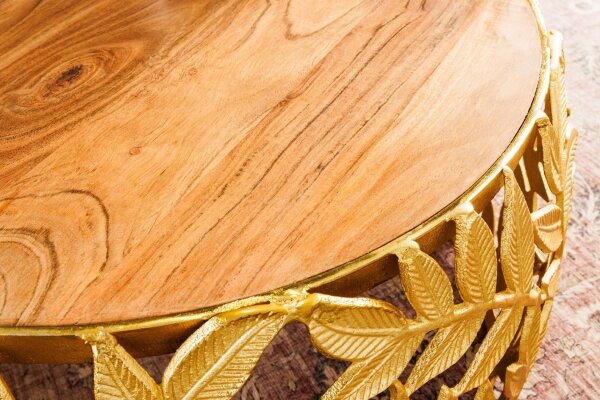 Table basse set de 2 pièces en bois dacacia métal naturel fait main