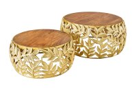 Couchtisch 2er Set Akazienholz Metall in Natur Handarbeit