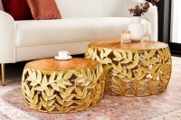 Couchtisch 2er Set Akazienholz Metall in Natur Handarbeit