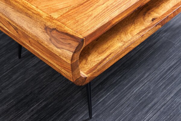 Table basse en bois de sheesham et métal 90 x 50 cm