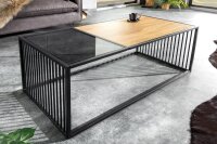 Couchtisch Glas MDF Metall in Schwarz Natur 100x50 cm