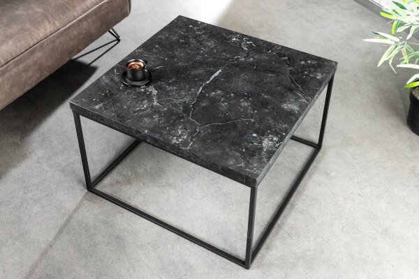 Couchtisch in Schwarz 60 x 60 cm Marmor Optik Schwarz